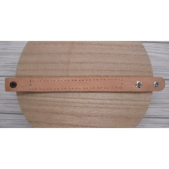 Loom Beaded Bracelet Teal & Tan Wave on Leather - Picture 4 of 5